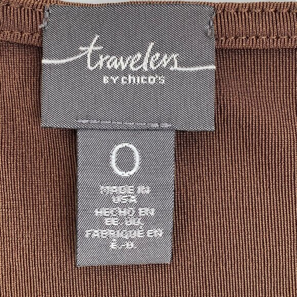 Chico's Brown Long Sleeve Tunic Blouse | V-Neck, Made in USA - Picture 4 of 6